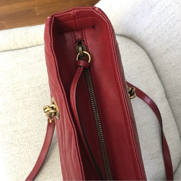 Gucci Red Gold Chevron Quilted Shoulder Bag - Picture 7 of 14